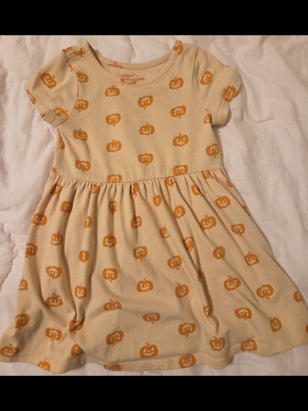 Cat & Jack 3T Orange Dress with Pumpkin Print